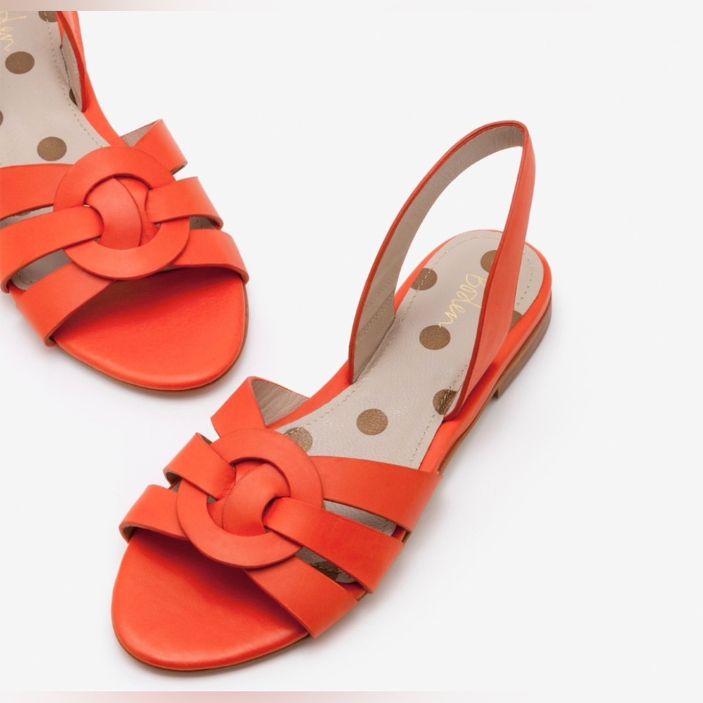 BODEN Red Leather Slingback Flat Sandals Sz EU 42, US 10.5 | EXCELLENT